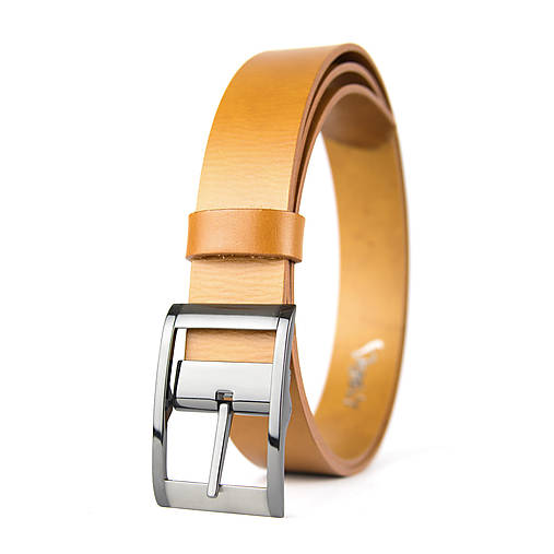 Opasky - Unisex kožený opasok FREEDOM, 3.3cm šírka, farba podľa výberu (Oranžová) - 16450342_
