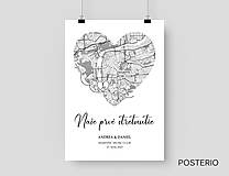 Obrazy - Mapa prvého stretnutia - personalizovaný obraz (plagát 29,7x42cm (A3)) - 16450551_