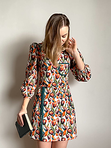 Šaty - Bavlnené šaty s tulipánovým vzorom - 16450656_