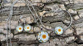 Sady šperkov - Jarný Set šperkov -kvety margarétky z ocele=náramok+náhrdelník+náušnice vysiace - 16452021_