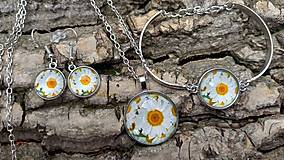 Sady šperkov - Jarný Set šperkov -kvety margarétky z ocele=náramok+náhrdelník+náušnice vysiace - 16452022_