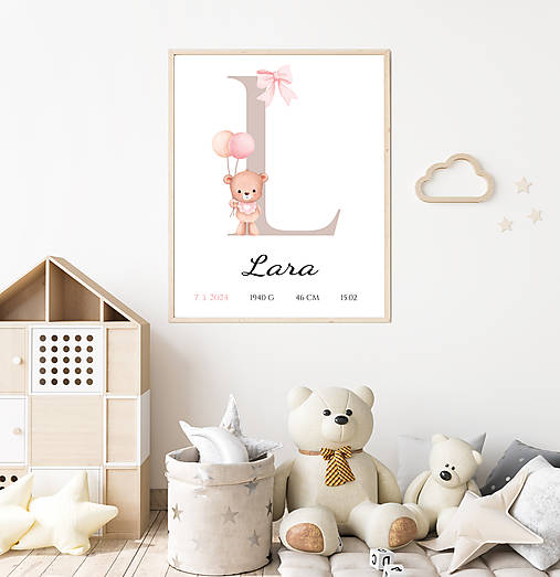 Personalizovaný plagát Cute Bear pink
