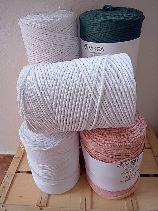 Galantéria - Šnúra bavlnená 3mm - biela 300 metrov - 16453217_