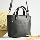 Kabelky - Kožená taška Tote bag City Mini (black) - 16452743_