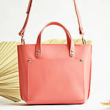 Kabelky - Kožená taška Tote bag City Mini (coral pink) - 16452928_