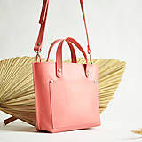 Kabelky - Kožená taška Tote bag City Mini (coral pink) - 16452929_