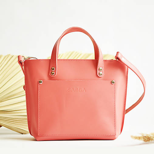 Kožená taška Tote bag City Mini (coral pink)