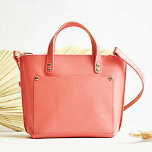 Kabelky - Kožená taška Tote bag City Mini (coral pink) - 16452930_