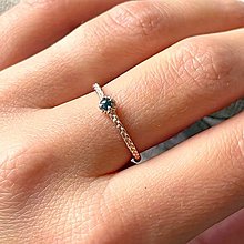 Prstene - Rose Gold Plated Diamond AG925 Ring / Jemný strieborný pozlátený prsteň s diamantom modrým E024 - 16454610_
