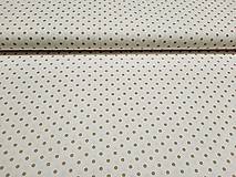 Textil - Béžové guľky na bielom 3mm bavlna š. 150cm - 16455333_