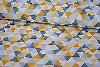 Textil - Sivo-žlté trojuholníky š. 160cm - 16454708_