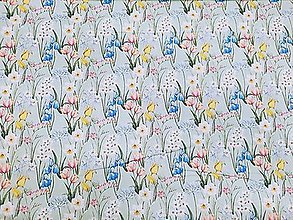 Textil - Jarné kvety na mentolovom podklade bavlna š. 150cm - 16455290_