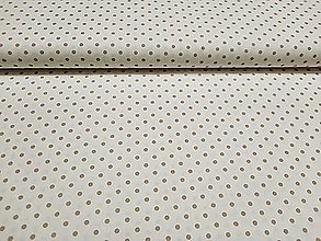 Textil - Béžové guľky na bielom 3mm bavlna š. 150cm - 16455333_