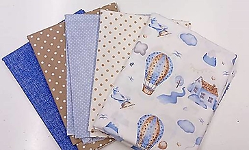 Textil - Zbytkový balíček modro-béžový - 16455441_