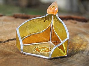 Svietidlá - Čakrový svietnik, 3 čakra solar plexu s kryštálom citrínu - 16454140_