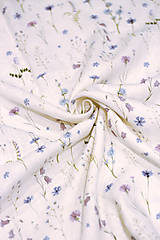 Šatky - Dámska exkluzívna šatka zo 100% ľanu s romantickými kvetmi "Nevädza" - 16454814_