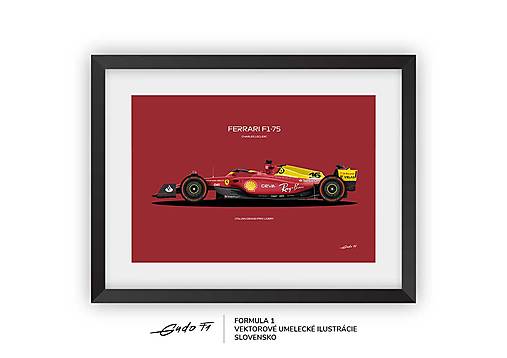 Plagát F1 - Ferrari F1-75 (Italian GP Livery)- Charles Leclerc  | Limitovaná edícia (Bordová)