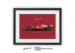 Grafika - Plagát F1 - Ferrari F1-75 (Italian GP Livery)- Charles Leclerc  | Limitovaná edícia (Bordová) - 16453598_