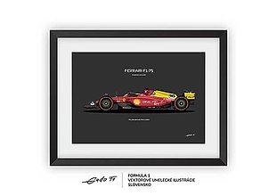 Grafika - Plagát F1 - Ferrari F1-75 (Italian GP Livery)- Charles Leclerc  | Limitovaná edícia (Šedá) - 16453599_