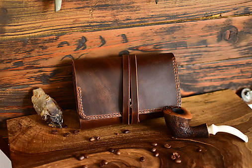 Pánske doplnky - Rustikálne kožené handmade puzdro na fajku - 16454872_