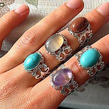 Prstene - ZĽAVA 30% Silver Romantic Gemstone Ring / Prsteň s minerálom v striebornom prevedení E026 - 16456083_