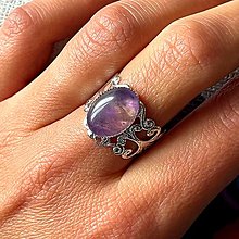 Prstene - ZĽAVA 30% Silver Romantic Gemstone Ring / Prsteň s minerálom v striebornom prevedení E026 (ametyst) - 16456095_