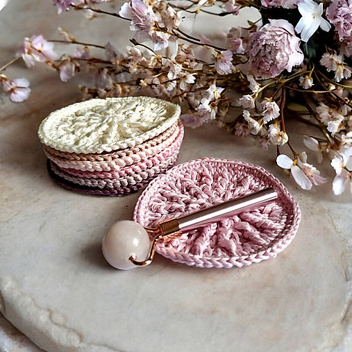Úžitkový textil - Masážna odličovacia žinka ECO | set Rosy Morning - 16458343_