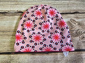 Detské čiapky - Obojstranná čiapka - kvety v ružovom - 16456630_
