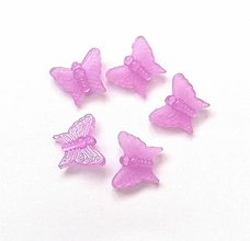 Korálky - Plastové korálky svietiace motýľ - 5 ks (fialová) - 16457956_