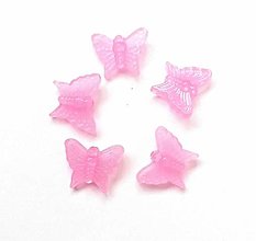 Korálky - Plastové korálky svietiace motýľ - 5 ks (ružová) - 16457957_