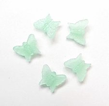 Korálky - Plastové korálky svietiace motýľ - 5 ks (mint) - 16457959_