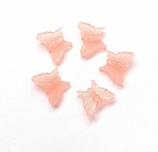 Korálky - Plastové korálky svietiace motýľ - 5 ks (oranžová) - 16457961_