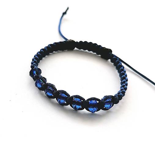 Detské doplnky - Detské shamballa náramky (modrá tmavá) - 16457037_