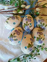 Dekorácie - Vajíčka s modrými ružičkami a perličkami - 16456743_