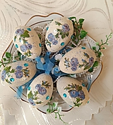 Dekorácie - Vajíčka s modrými ružičkami a perličkami - 16456745_