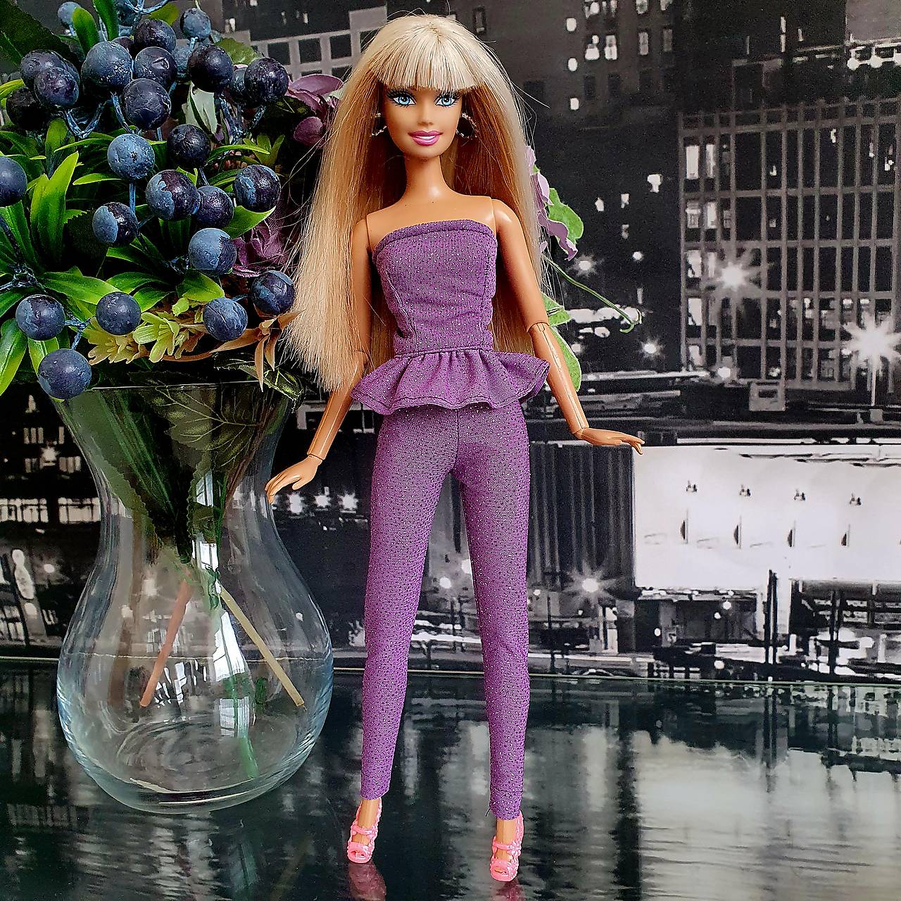 Glitter fialová súprava pre Barbie
