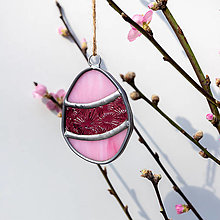 Dekorácie - Vitrážne veľkonočné vajíčko (Viacfarebné ružovo-fialové) - 16456522_
