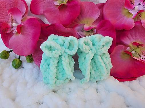 Detské doplnky - Háčkované rukavičky pre bábätko, novorodenca (mentolová (novorodenec)) - 16457363_