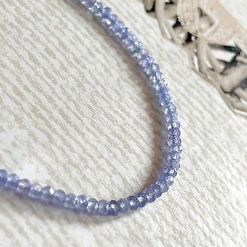 Luxury Natural Tanzanite Rondelle Necklace AU585 / Náhrdelník prírodný tanzanit, 14kt zlato, E027