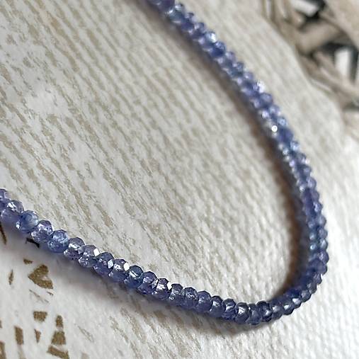 Luxury Natural Tanzanite Rondelle Necklace AU585 / Náhrdelník prírodný tanzanit, 14kt zlato, E027