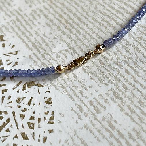 Luxury Natural Tanzanite Rondelle Necklace AU585 / Náhrdelník prírodný tanzanit, 14kt zlato, E027