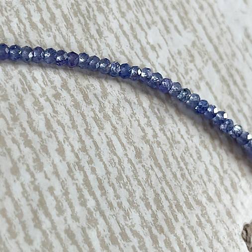 Luxury Natural Tanzanite Rondelle Necklace AU585 / Náhrdelník prírodný tanzanit, 14kt zlato, E027