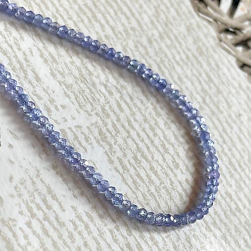 Luxury Natural Tanzanite Rondelle Necklace AU585 / Náhrdelník prírodný tanzanit, 14kt zlato, E027