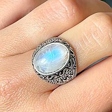 Prstene - ZĽAVA 30% Moonstone Antique Ring / Elegantný vintage prsteň s mesačným kameňom E026 - 16459511_