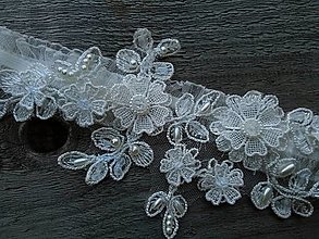 Spodná bielizeň - Ivory svadobný podväzok + čipkové kvety 23 - 16459787_
