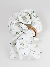 Šatky - Elegantná dámska šatka z jemného 100% ľanu "Herbal garden" (šatka bez remienka) - 16459449_