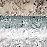 Textil - vyšívaný svadobný voál, 100 % bavlna EÚ, šírka 130 cm (Béžová) - 16460578_
