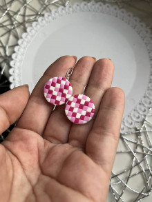 Náušnice - *Pink monochrome minicube circles* - 16460733_