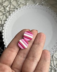 Náušnice - *Pink strip hexagons* - 16460740_