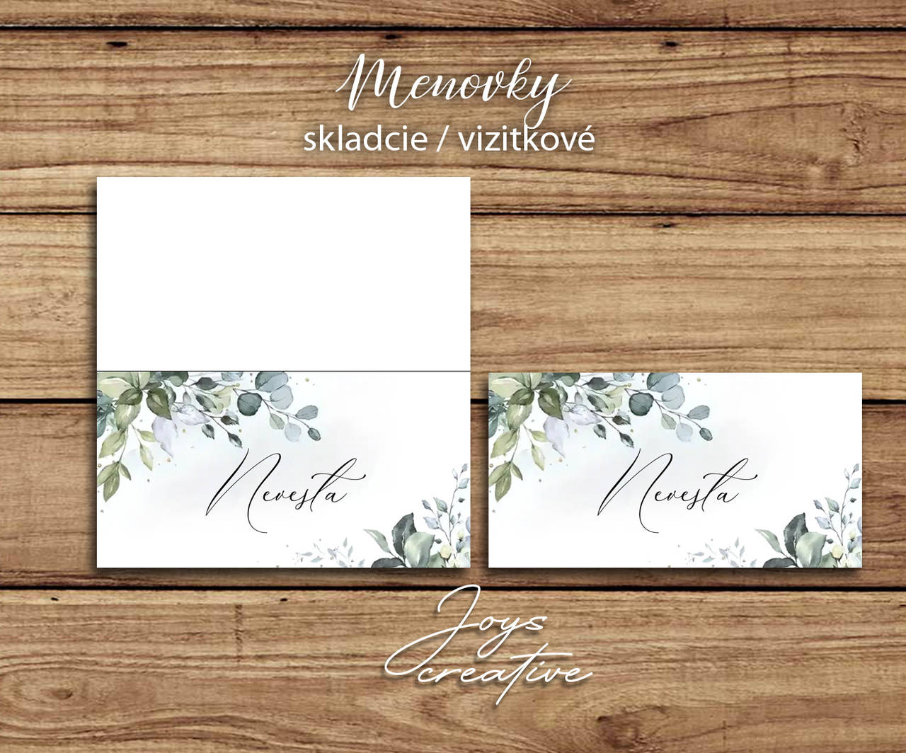 Skladacie menovky s lístkami greenery 24